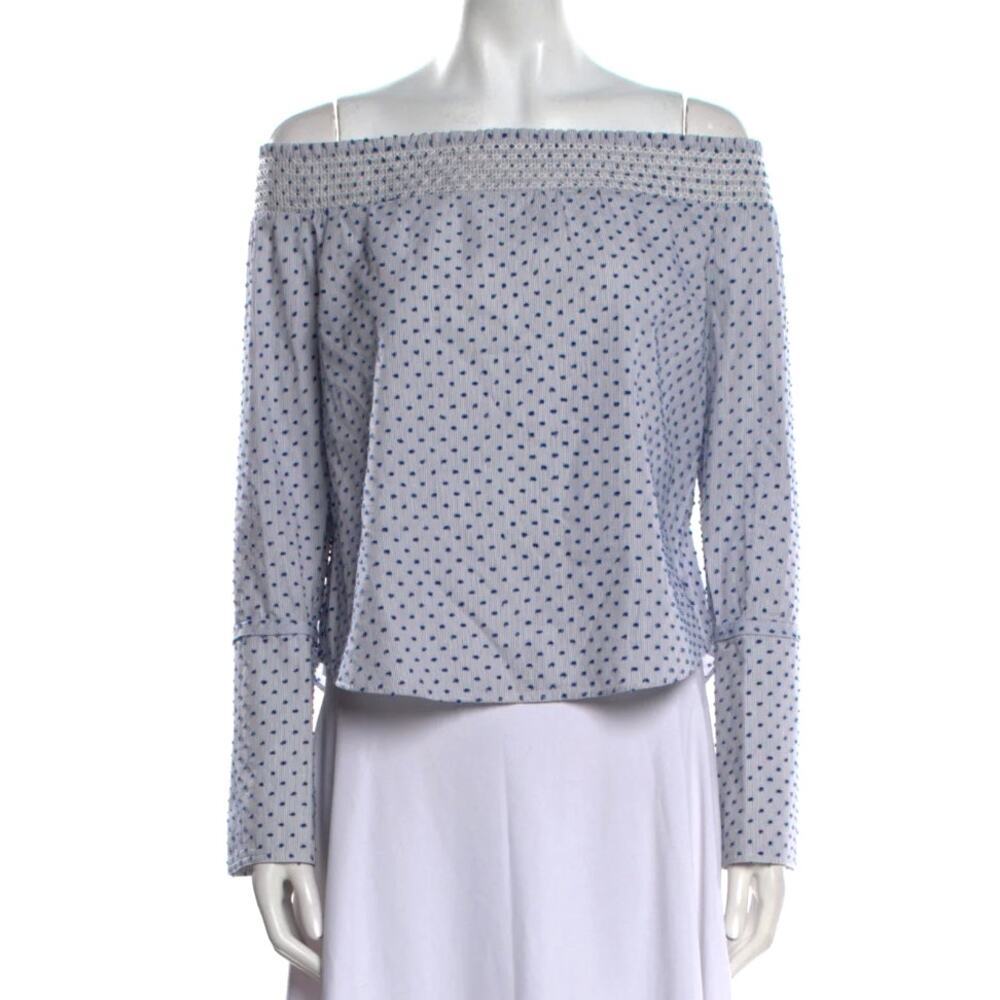 DEREK LAM 10 CROSBY Cotton Off Shoulder Blouse Embroidered Size 4